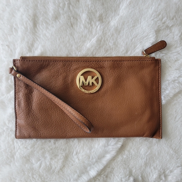 🌿 Michael Kors Cognac Reversible Pebble Leather/suade bag with pouch - Picture 11 of 15